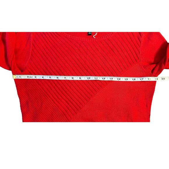 Cable & Gauge Red Ribbed Scoop Neck Sweater Womens Size M - Picture 7 of 9
